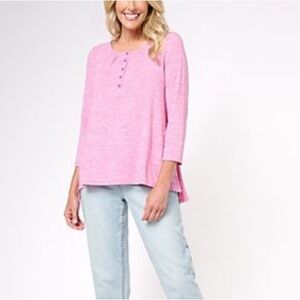 LOGO by Lori Goldstein 3/4 Sleeve Henley Top